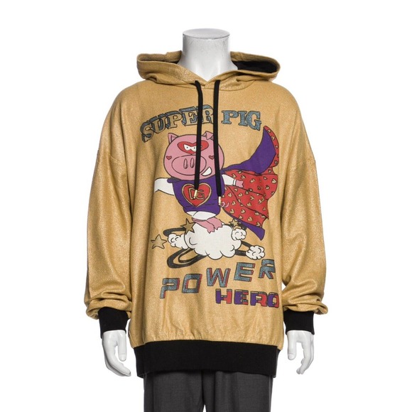 BNWT Dolce & Gabbana Golden Super Pig Men’s‎ Hoodie IT56 Extra Large 100% Auth
